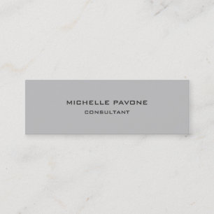 Stylish Silver Grey Simple Plain Professional Mini Business Card
