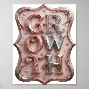 Stylish Silver GROWTH Slogan Design Poster