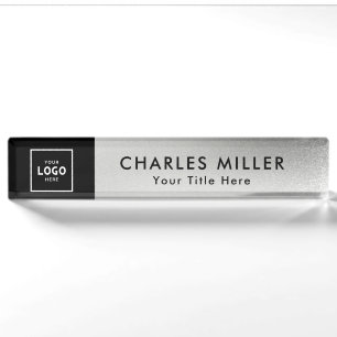 Stylish Silver Modern Professional business logo Nameplate