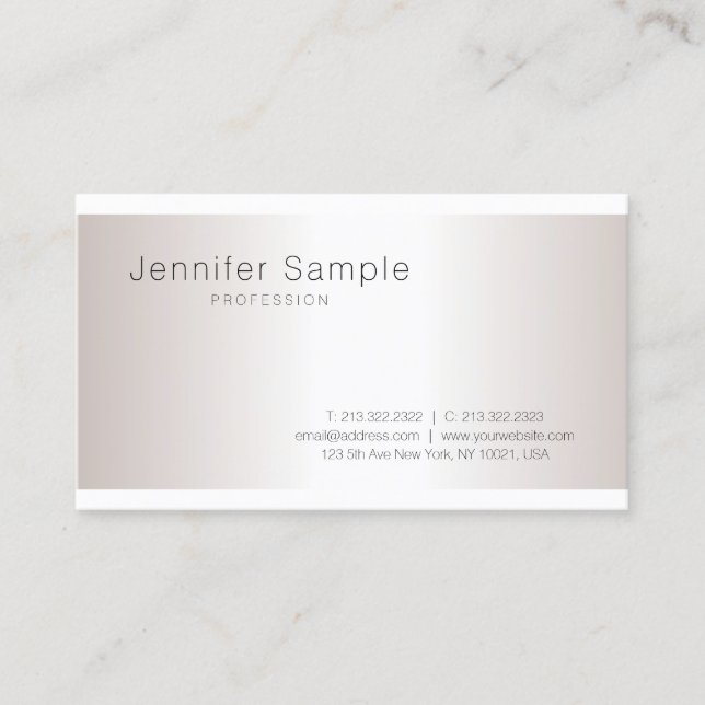 Stylish Silver Modern Simple Plain Professional Business Card (Front)