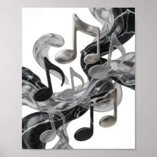 Stylish Silver MUSIC IN MOTION Custom Design Poster
