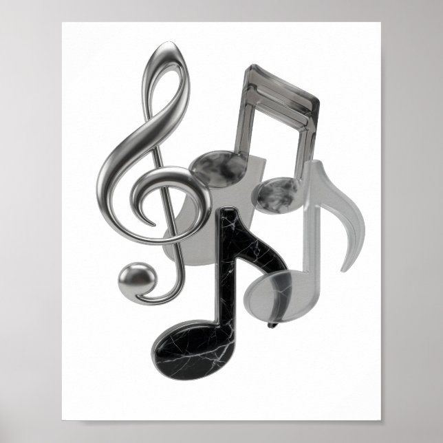 Stylish Silver MUSIC IN MOTION Slogan Design Poster (Front)