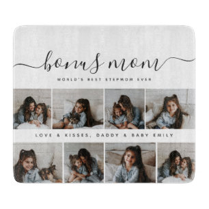 Stylish Silver Photo Collage Bonus Mum Mothers Day Cutting Board