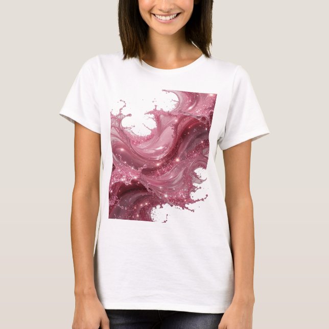 Stylish Silver RED LIQUID SPLASHES Slogan Tee (Front)