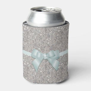 Stylish Silver Sequins, Bow & Ribbon Can Cooler