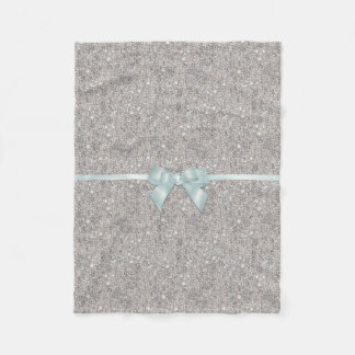 Stylish Silver Sequins, Bow & Ribbon Fleece Blanket