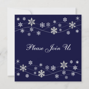 Stylish Silver Snowflakes Invitation Template