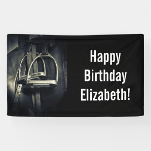 Stylish Silver Stirrups on English Riding Saddle Banner