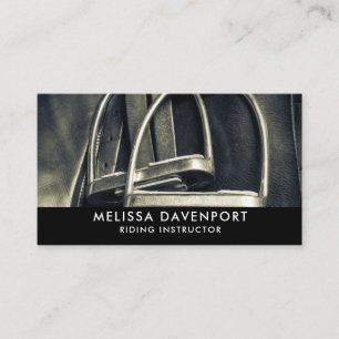 Stylish Silver Stirrups on English Riding Saddle Business Card