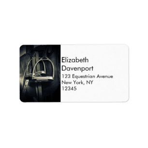 Stylish Silver Stirrups on English Riding Saddle Label