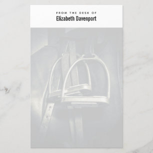 Stylish Silver Stirrups on English Riding Saddle Stationery