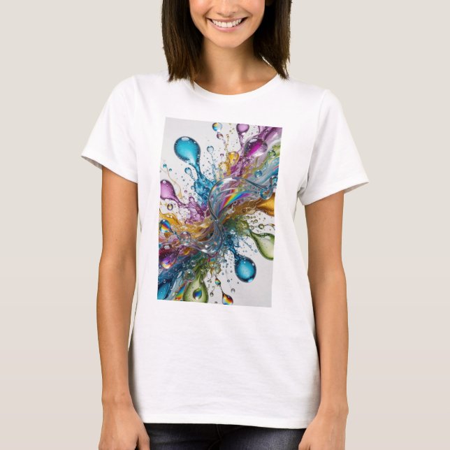 Stylish Silver WATER SPLASHES Tee (Front)