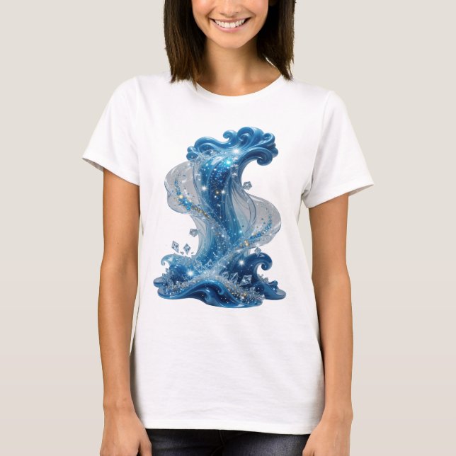 Stylish Silver WATER WAVE Slogan Tee (Front)