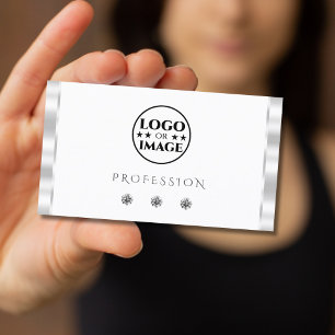 Stylish Silver White Sparkling Diamonds with Logo Business Card