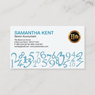 Stylish Simple Blue Numbers Accountant Business Card