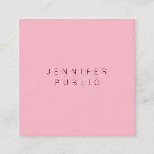 Stylish Simple Design Pale Pink Professional Plain Square Business Card