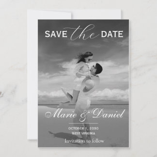 Stylish Simple Full Photo Double-sided Save The Da Date