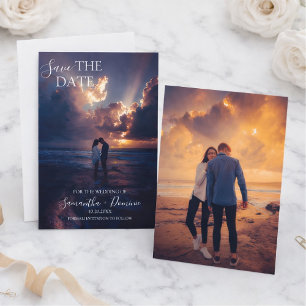 Stylish Simple Full Photo Double-sided Save The Date
