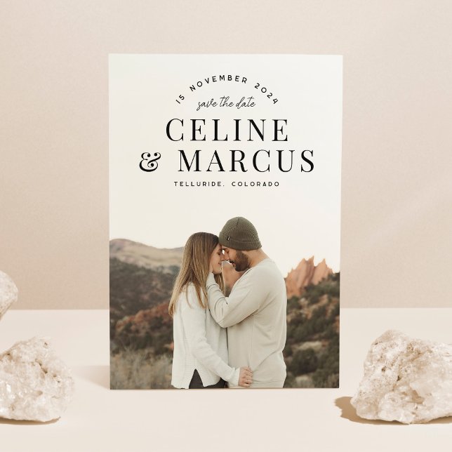 Stylish Simple Full Photo Double-sided Save The Date (Creator Uploaded)