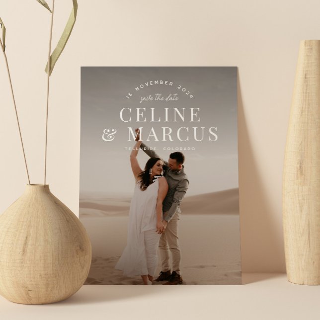 Stylish Simple Full Photo Double-sided White Save The Date (Creator Uploaded)