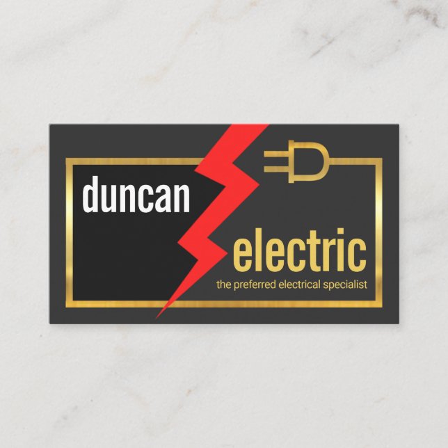 Stylish Simple Gold Electrical Circuit Business Card (Front)