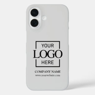 Stylish Simple Gray Business Company Logo Apple iPhone 16 Case