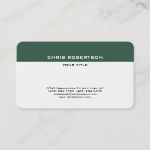 Stylish Simple Green White Minimalist Plain Business Card