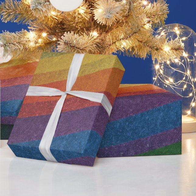 Stylish Simple Metallic Inspired Rainbow Wrapping Paper (Holidays)