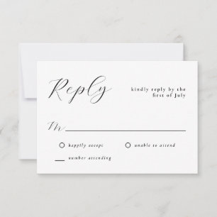 Stylish Simple Minimal Classic Wedding RSVP Card
