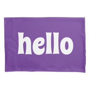STYLISH SIMPLE MODERN CUSTOM HELLO DARK PURPLE PILLOWCASE