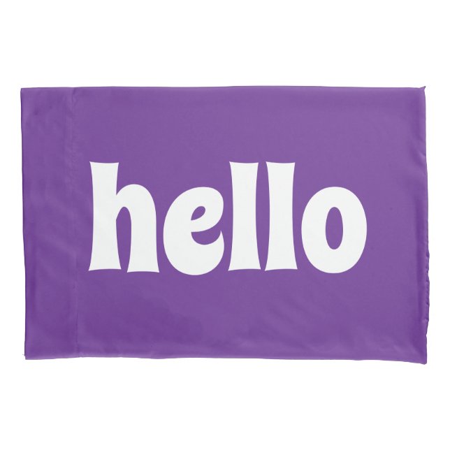STYLISH SIMPLE MODERN CUSTOM HELLO DARK PURPLE PILLOWCASE (Front)