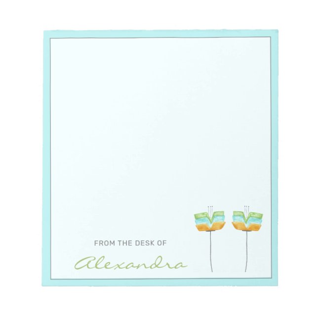 Stylish Simple Modern Flowers Personalised Notepad (Front)