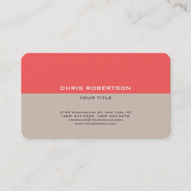 Stylish Simple Modern Minimalist Plain Business Card (Front)