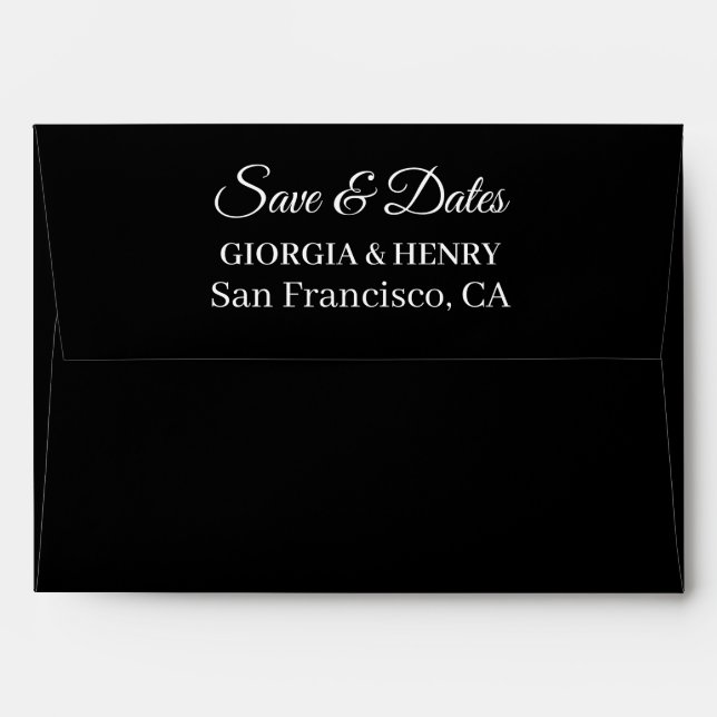 STYLISH SIMPLE MODERN MINIMLIST BLACK WEDDING ENVELOPE (Back (Top Flap))