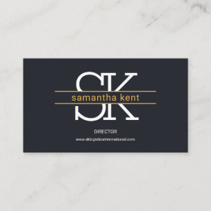 Stylish Simple Monogram Brown Stripes Logistics Business Card