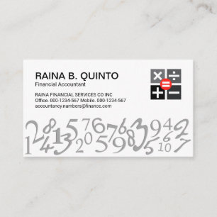 Stylish Simple Numbers Accountant Business Card