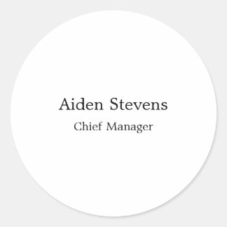 Stylish Simple Plain Black & White Minimalist Classic Round Sticker