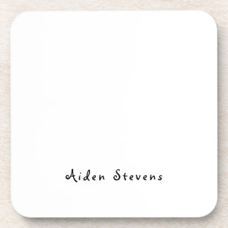Stylish Simple Plain Black & White Minimalist Coaster