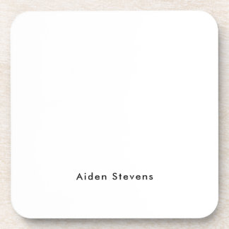 Stylish Simple Plain Black & White Minimalist Coaster