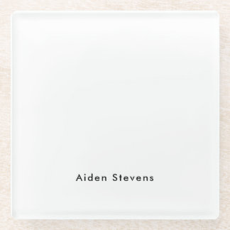 Stylish Simple Plain Black & White Minimalist Glass Coaster