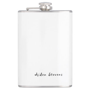 Stylish Simple Plain Black & White Minimalist Hip Flask