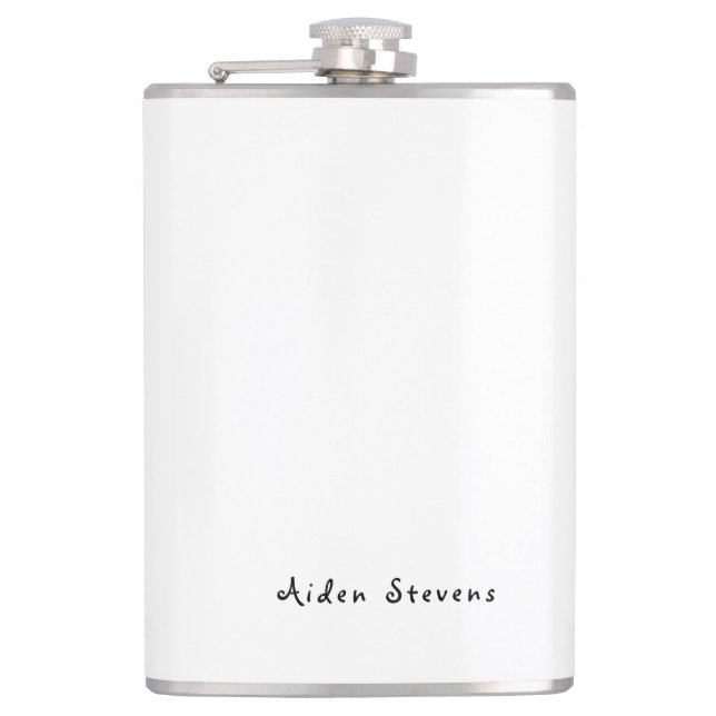 Stylish Simple Plain Black & White Minimalist Hip Flask (Front)