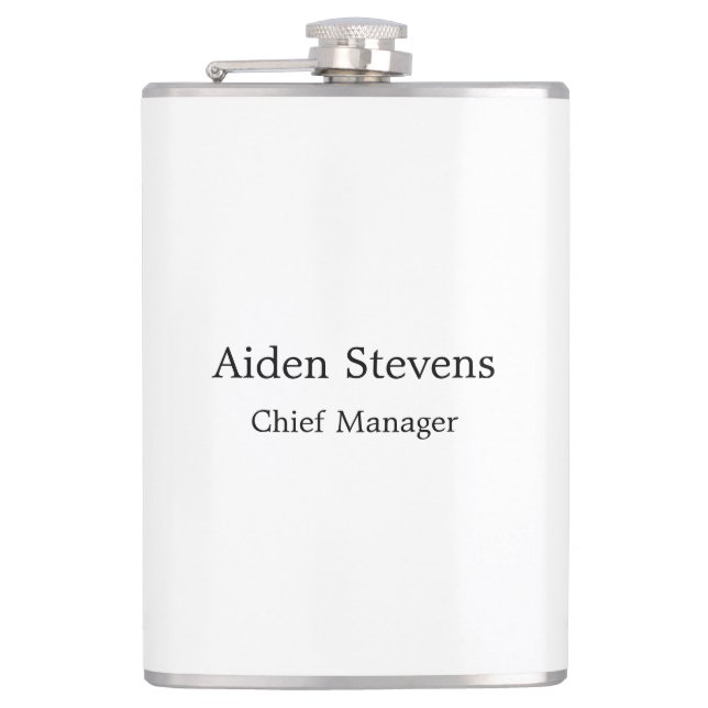 Stylish Simple Plain Black & White Minimalist Hip Flask (Front)