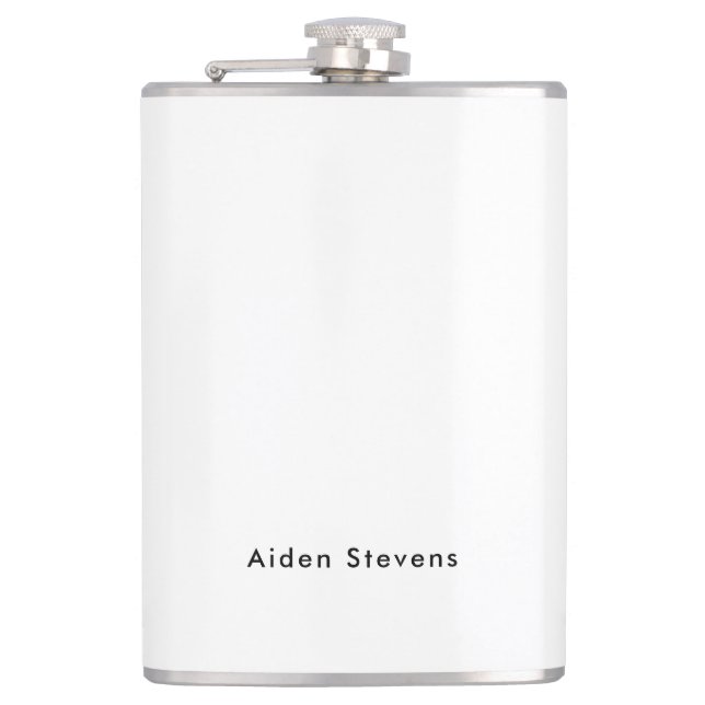 Stylish Simple Plain Black & White Minimalist Hip Flask (Front)