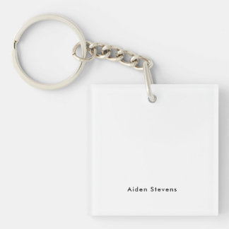 Stylish Simple Plain Black & White Minimalist Key Ring