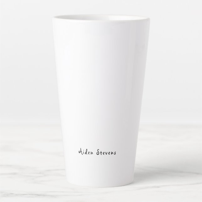 Stylish Simple Plain Black & White Minimalist Latte Mug (Front)
