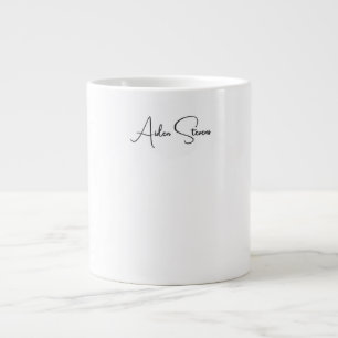 Stylish Simple Plain Black & White Minimalist Name Large Coffee Mug