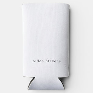 Stylish Simple Plain Black & White Minimalist Name Seltzer Can Cooler
