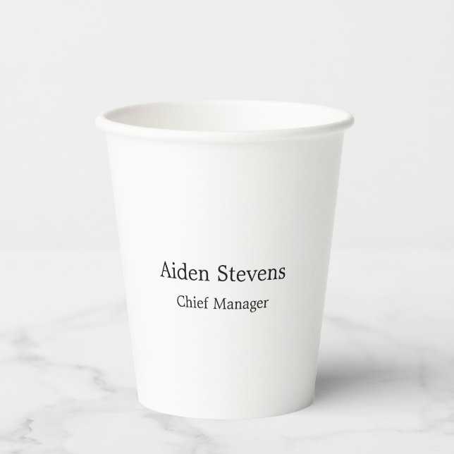 Stylish Simple Plain Black & White Minimalist Paper Cups (Front)