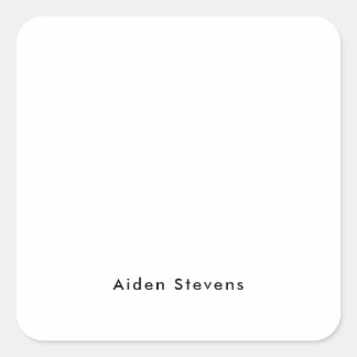 Stylish Simple Plain Black & White Minimalist Square Sticker